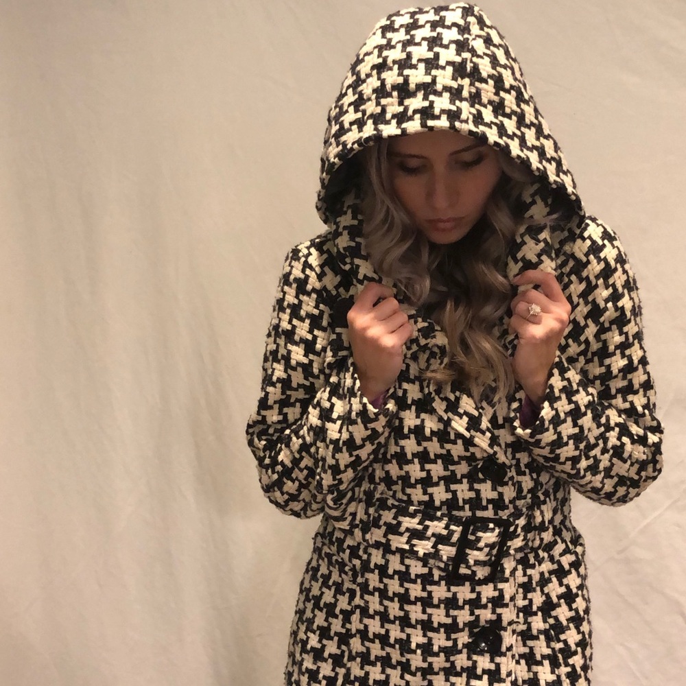 Dollhouse Black & White Tweed Jacket with Hood
